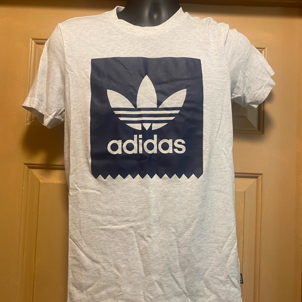 Adidas Mens grey classic Trefoil serrated edge Logo short sleeve T-shirt sz M